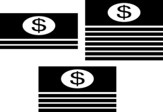 Dollar Paper Bills Stacks Svg Line Art, Free Vectors File